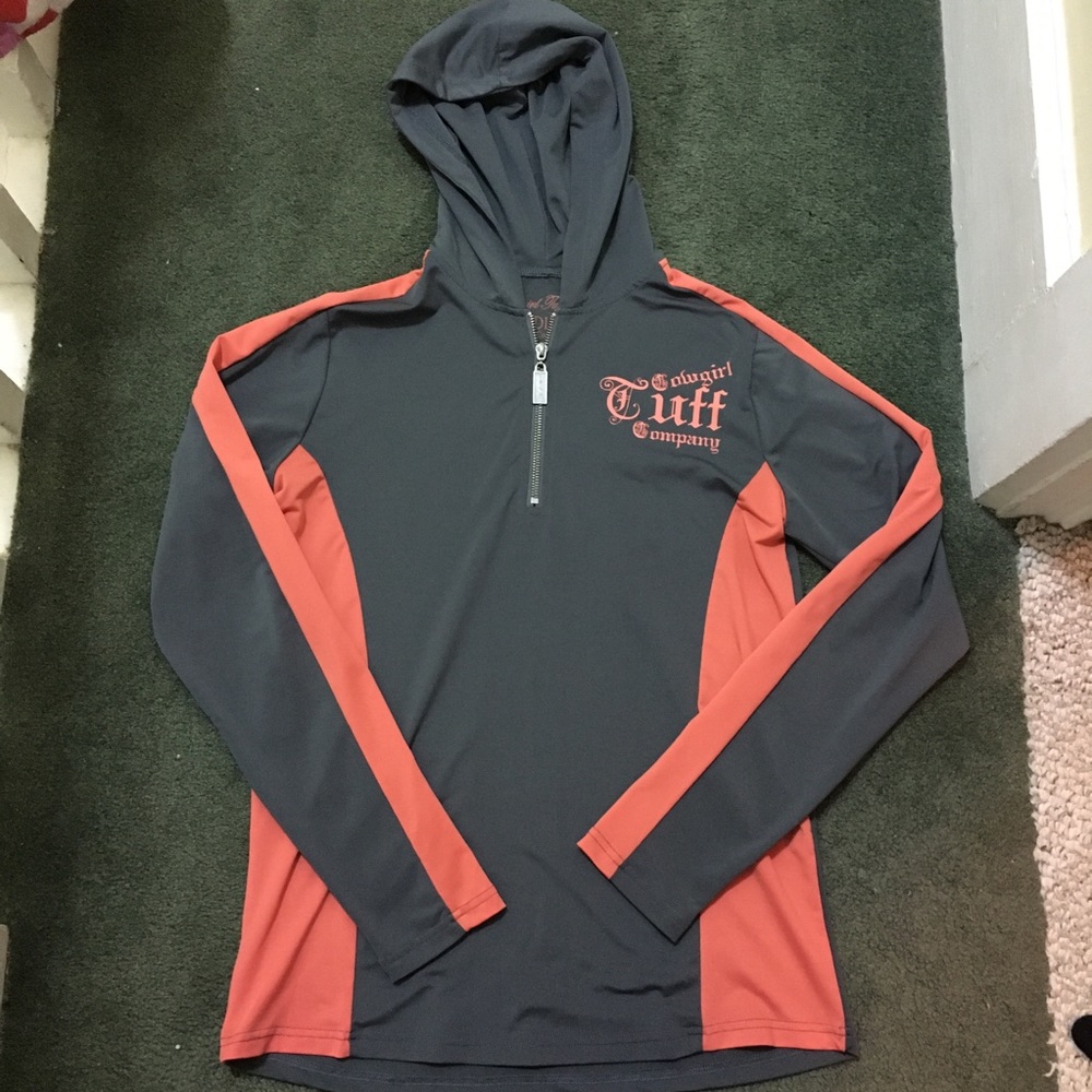 Cowgirl Tuff 1/4 Zip Hooded Athletic Long-Sleeve